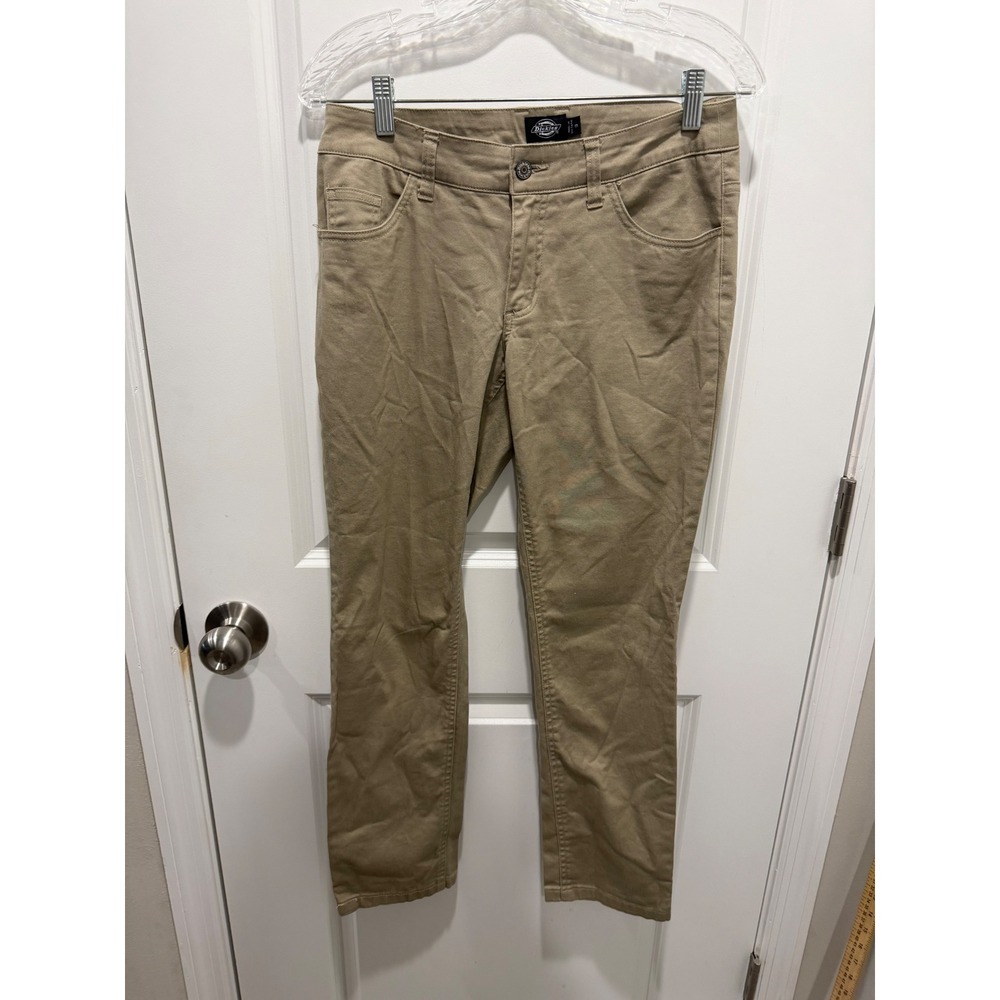 Dickies Girl Womens Twill Pants Stretch Workwear‎ Khaki Size 9
